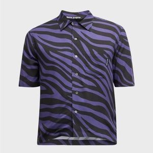 PALM ANGELS Zebra Striped Sport Shirt